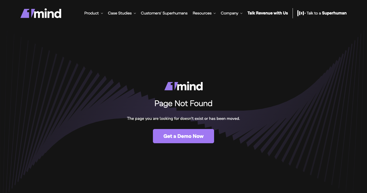1mind.com/pricing returning Page Not Found, with a Get a Demo Now button